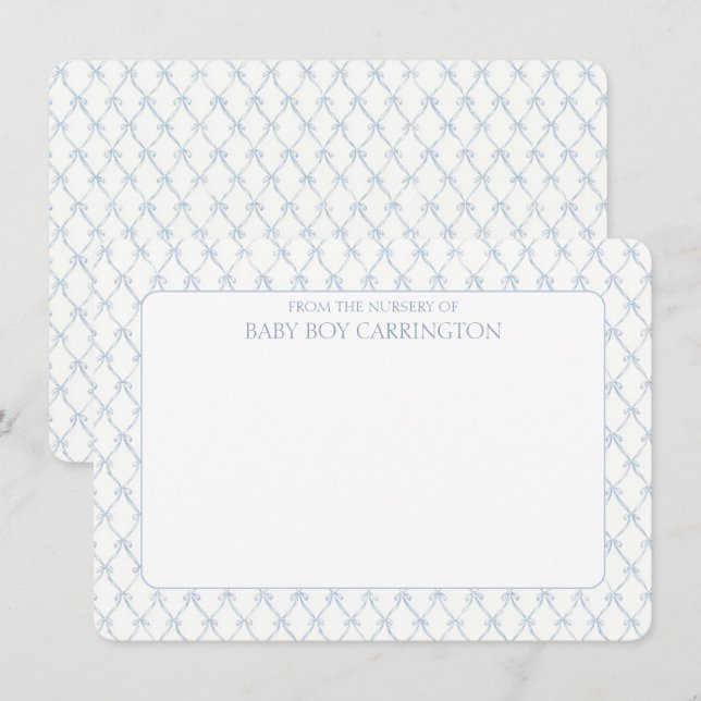 Blue Ribbons Bows Vintage Personalized  Card (Front/Back)