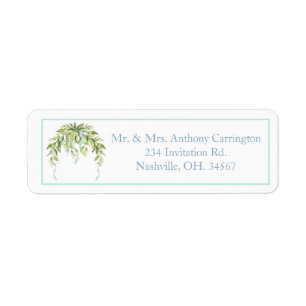 Blue Ribbons Floral Elegant Return Address Label