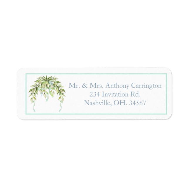 Blue Ribbons Floral Elegant Return Address Label (Front)