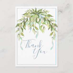 Blue Ribbons Greenery Elegant Thank You Card