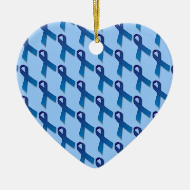 Blue Ribbons Pattern Ceramic Tree Decoration (Front)