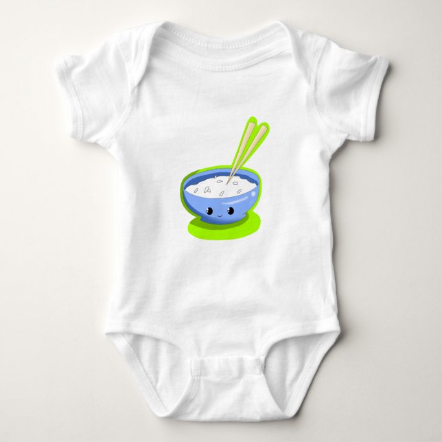 Blue Rice Bowl Baby Bodysuit (Front)