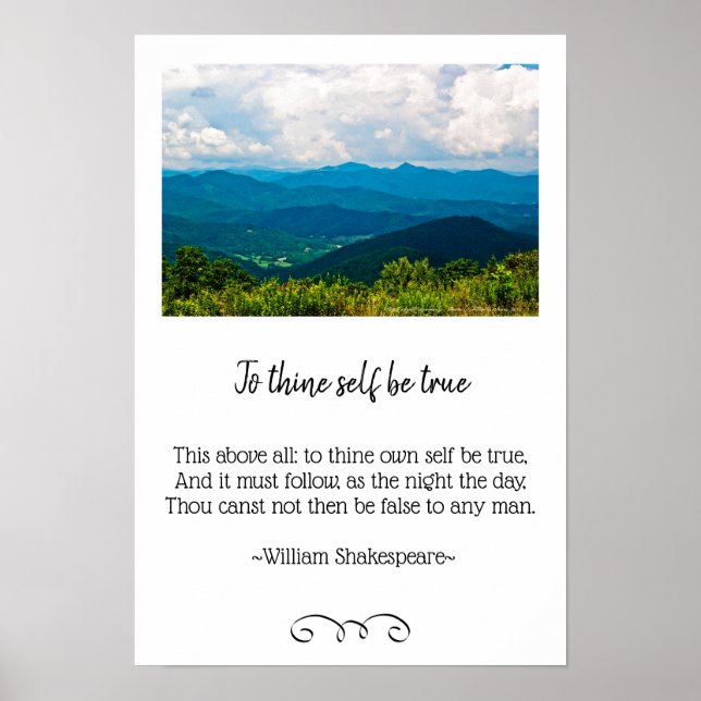 Blue Ridge Mountains and Hamlet Quote Photo Poster (Front)