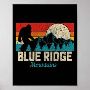 Blue Ridge Mountains Bigfoot Vintage Hiking Hunter Poster