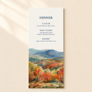 Blue Ridge Mountains Fall Watercolor Wedding Menu