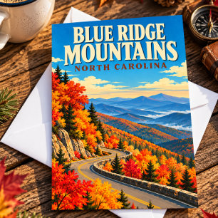 Blue Ridge Mountains North Carolina Fall Travel Postcard