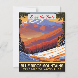 Blue Ridge Mountains Snowy Wedding Invitation