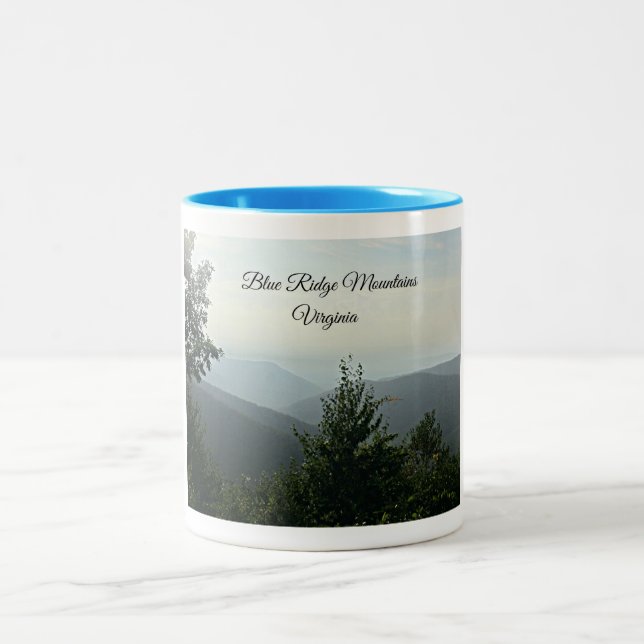 Blue Ridge Mountains, Virginia Two-Tone Coffee Mug (Center)