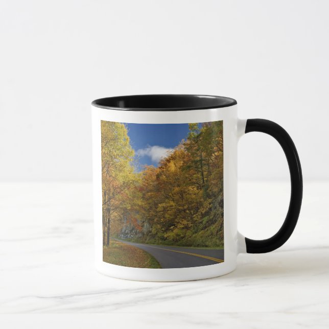Blue Ridge Parkway curving through autumn colours Mug (Right)