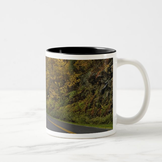 Blue Ridge Parkway curving through autumn colours Two-Tone Coffee Mug (Right)