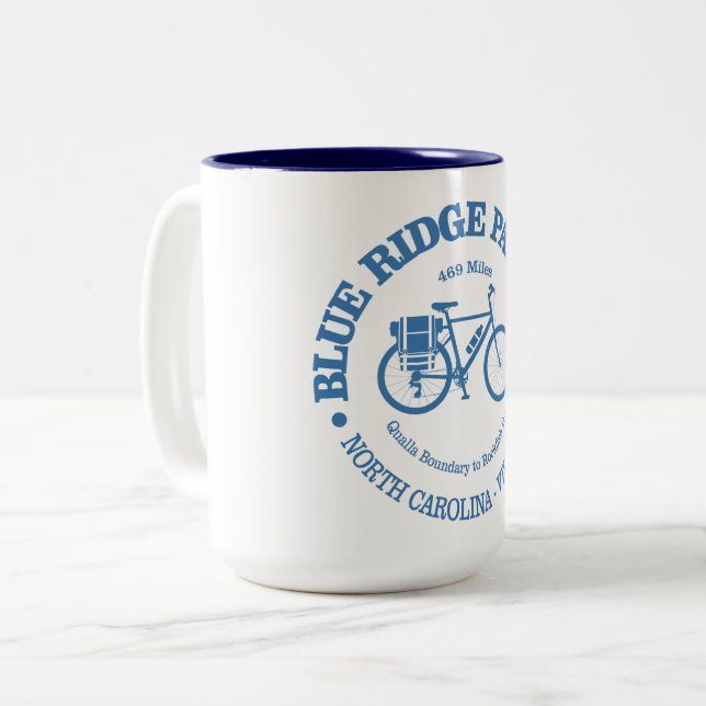 Blue Ridge Parkway (cycling) Two-Tone Coffee Mug (Front Left)