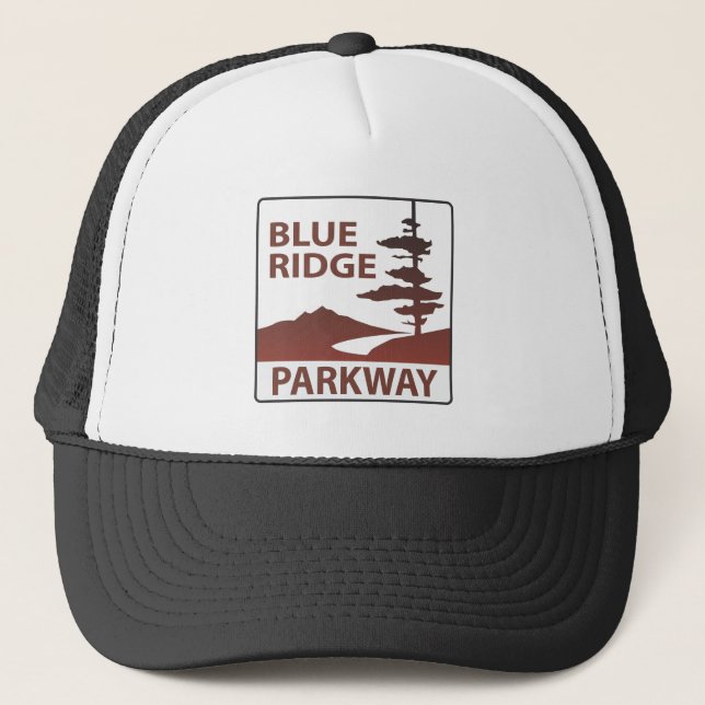 Blue Ridge Parkway Highway Road Trip Trucker Hat (Front)