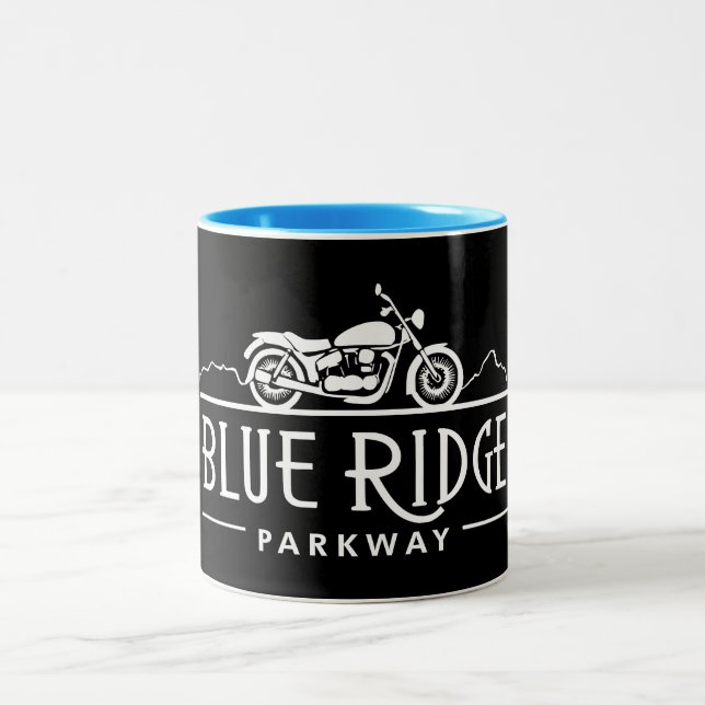 Blue Ridge Parkway Motorcycle Two-Tone Coffee Mug (Center)
