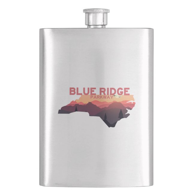 Blue Ridge Parkway North Carolina Map Hip Flask (Front)