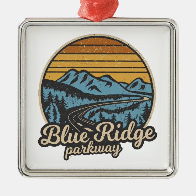 Blue Ridge Parkway Retro Metal Tree Decoration (Front)