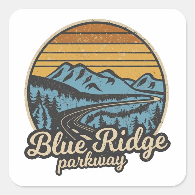 Blue Ridge Parkway Retro Square Sticker (Front)
