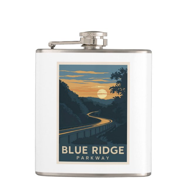 Blue Ridge Parkway Sunset Hip Flask (Front)