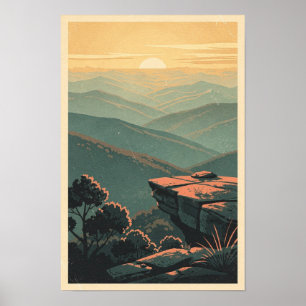 Blue Ridge Sunrise Vintage Travel Poster
