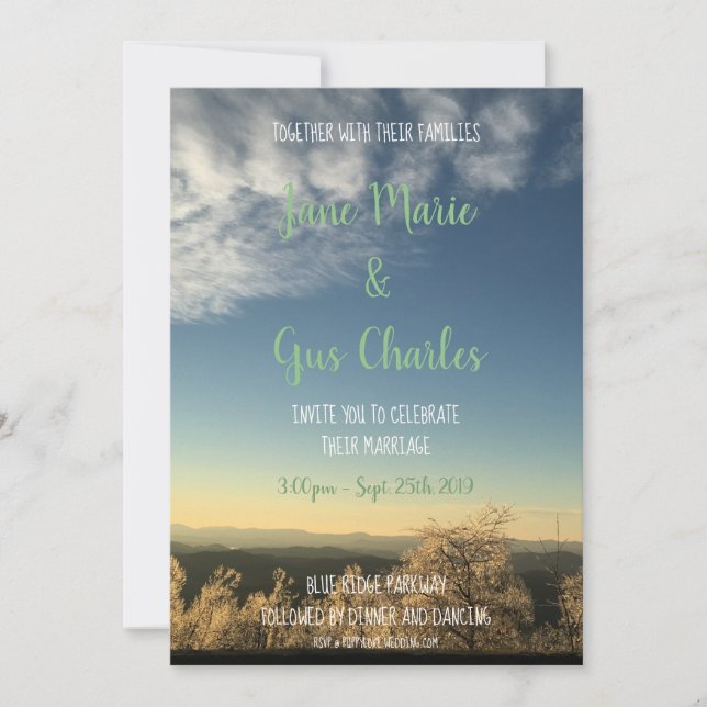 Blue Ridge Wedding Invitation (Front)