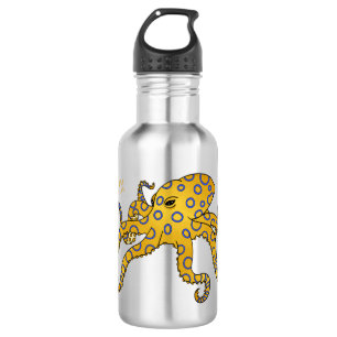 Blue-ringed octopus cartoon illustration 532 ml water bottle