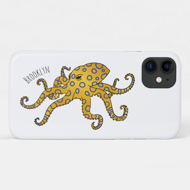 Blue-ringed octopus cartoon illustration  Case-Mate iPhone case (Back (Horizontal))