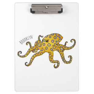 Blue-ringed octopus cartoon illustration clipboard