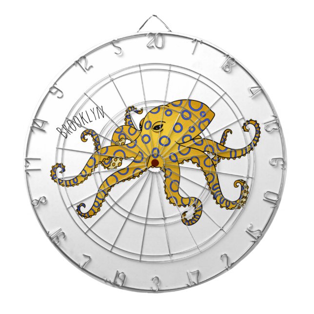 Blue-ringed octopus cartoon illustration dartboard (Front)
