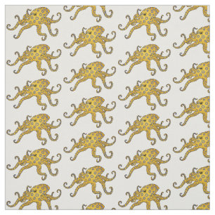Blue-ringed octopus cartoon illustration fabric