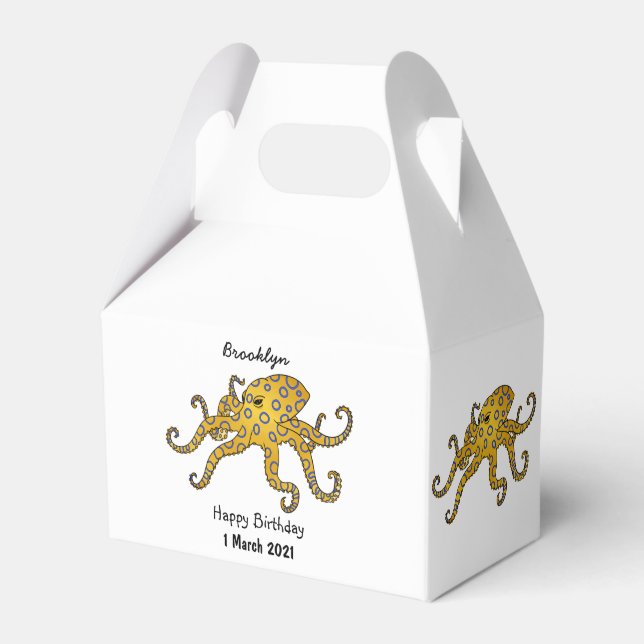 Blue-ringed octopus cartoon illustration favour box (Front Side)