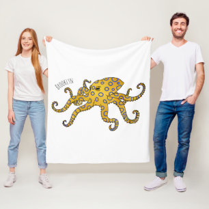 Blue-ringed octopus cartoon illustration  fleece blanket