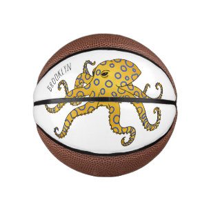 Blue-ringed octopus cartoon illustration mini basketball