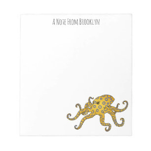Blue-ringed octopus cartoon illustration notepad