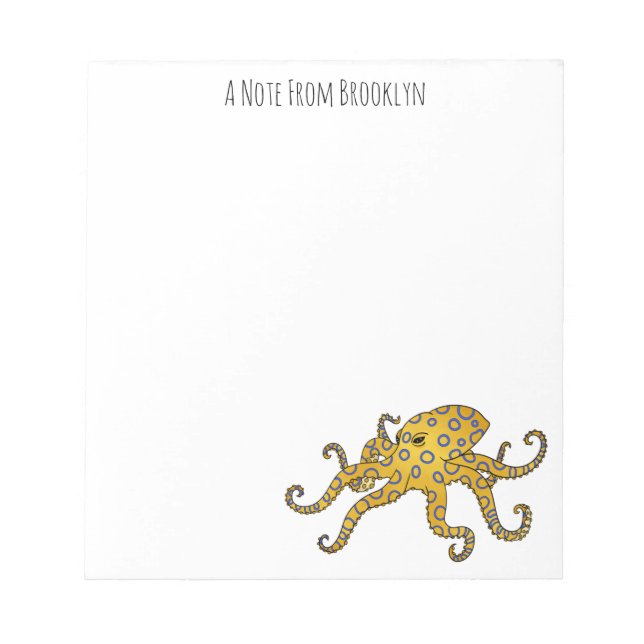 Blue-ringed octopus cartoon illustration  notepad (Front)