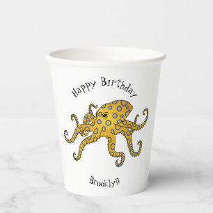 Blue-ringed octopus cartoon illustration paper cups