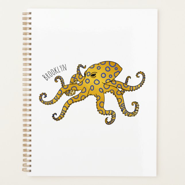 Blue-ringed octopus cartoon illustration  planner (Front)
