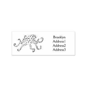 Blue-ringed octopus cartoon illustration rubber stamp