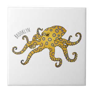 Blue-ringed octopus cartoon illustration  tile