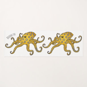 Blue-ringed octopus cartoon illustration yoga mat