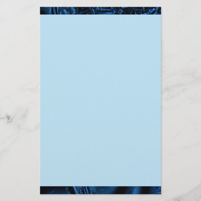 Blue Ripple Partial Border Stationery (Front)