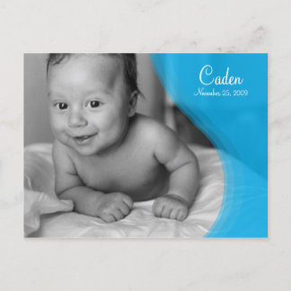 Blue Ripple Photo Birth Announcement Postcard
