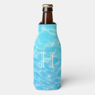 Blue ripple water swimming pool water monogram bottle cooler