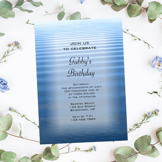 Blue Rippled Water Birthday Party Invitation (Creator Uploaded)