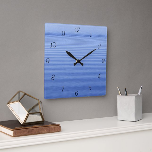 Blue Rippled Water Square Wall Clock (Office)
