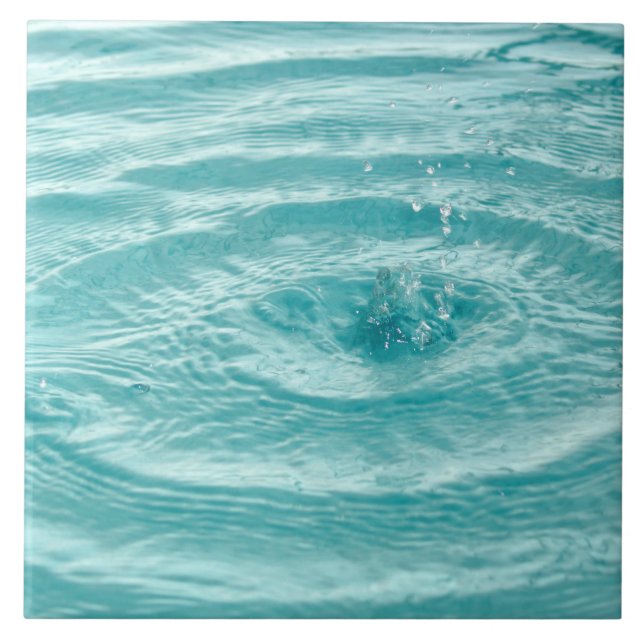 Blue ripples water drops Tile (Front)