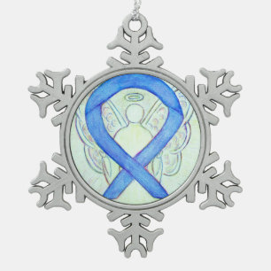 Blue River Awareness Ribbon Angel Ornament