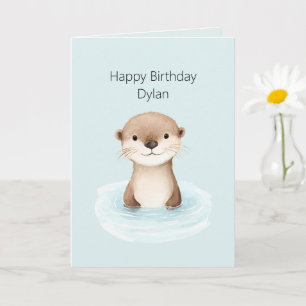 Blue River Cute Otter Birthday Card