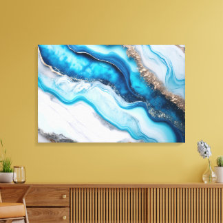 Blue River Marble Canvas Print