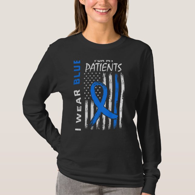 Blue RN Nurse Diabetes Awareness Month USA Flag Ba T-Shirt (Front)
