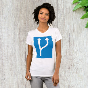 Blue Road Sign Two Straight Arrows T-Shirt