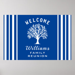 Blue Road Trip Summer Vacation Family Reunion Tree Poster
